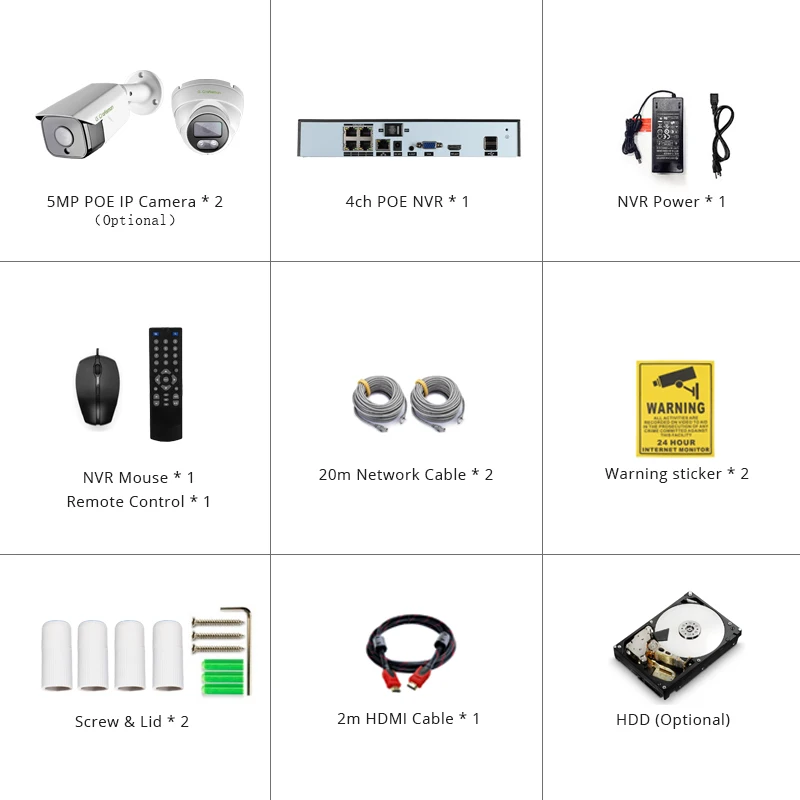 XMeye 2CH Kits Security System 5MP Face Detection POE IP Camera SONY 335 Audio Waterproof CCTV Video Surveillance AI Onvif NVR