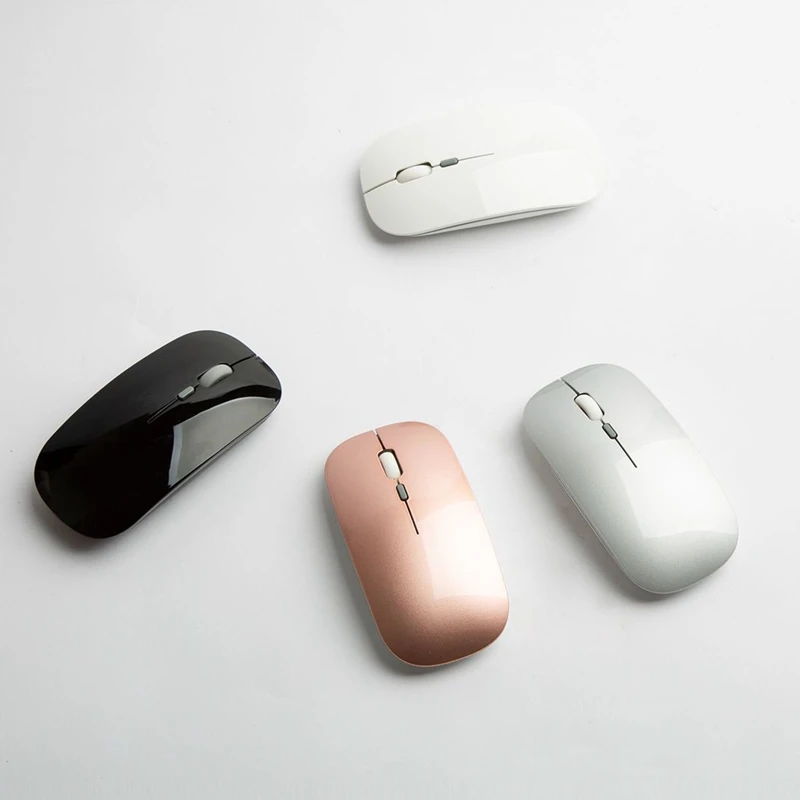 Rechargeable Wireless Mouse Silent Button USB Mini Optical Ultrathin Mini Mice with Charging Cable for Computer Laptop