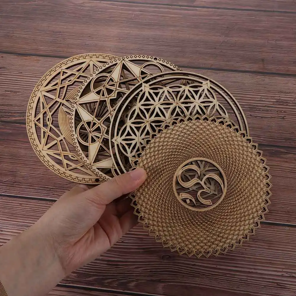 Wooden Wall Sign Flower Of Life Shape Coaster