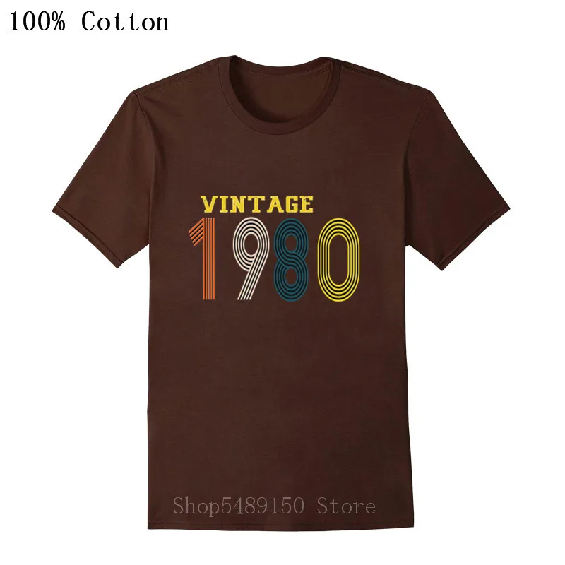 1980 Vintage Year Tshirts Printing Birthday Gift Tee Shirt Unisex Family Group Party T-Shirt Casual Organic Cotton Men's Apparel | Мужская