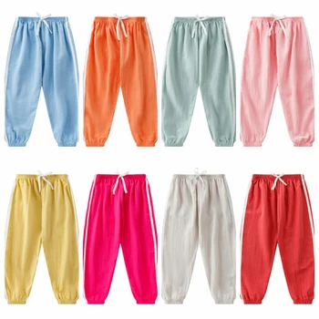 

2020 Summer children Pants 2-8Y Pure Color Side stripe Sports Leggings for boys Girls Pants Kids Leggings Sport Trousers Outwear