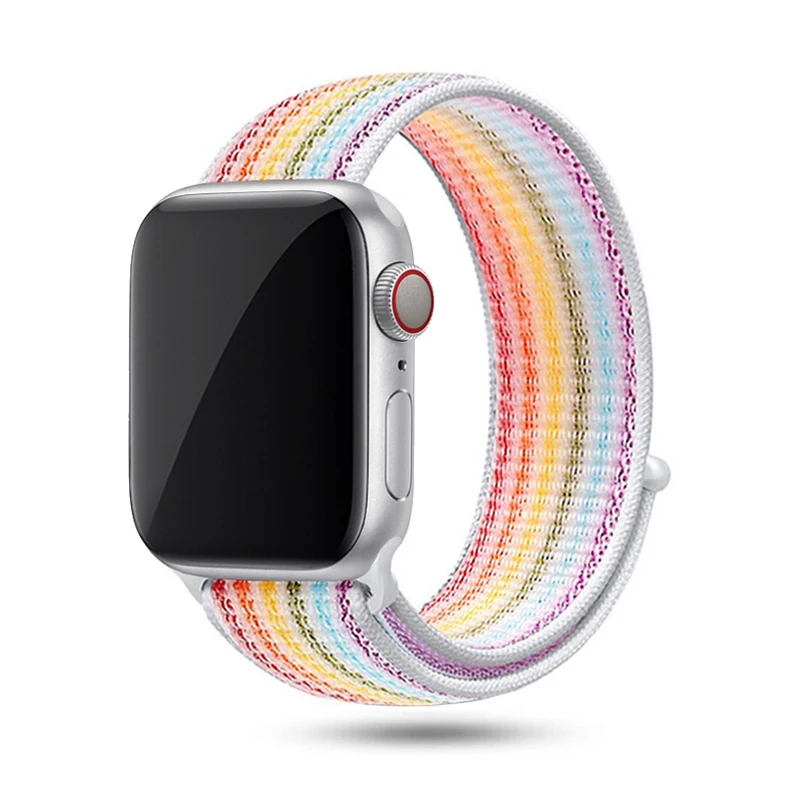 100 шт нейлоновый ремешок для Apple watch 5 4 band 44 42 мм спортивный браслет Correas для Apple Watch Iwatch 3 2 1 38 40 мм ремешок - Цвет ремешка: Rainbow