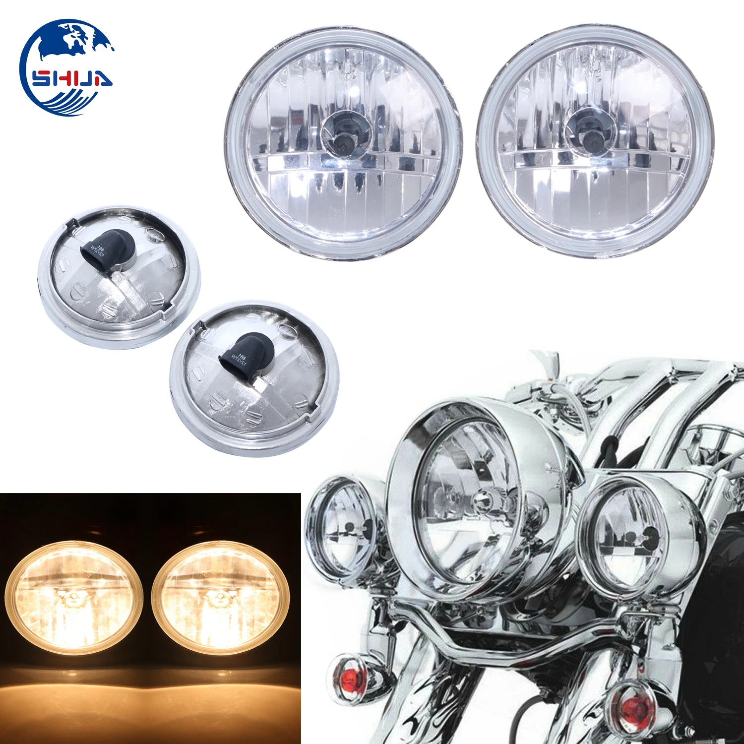 Motorcycle Street Bike 4 1/2" Diamond Cut Ice Auxiliary Passing Lamp Driving Spot Fog Lights For Harley 14-Later Touring Models |