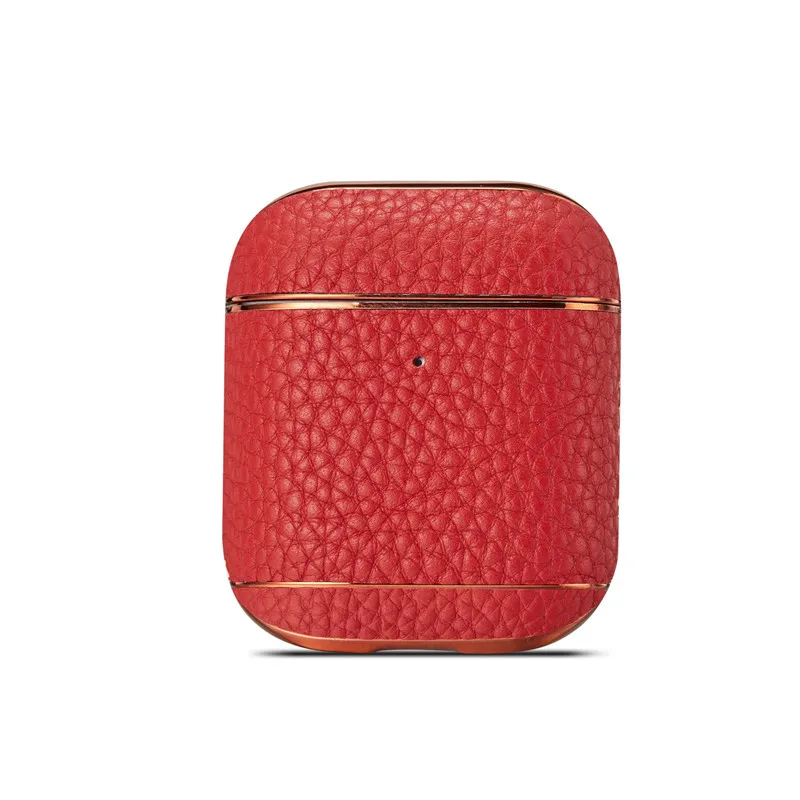 Red Аксессуары для Airpods из натуральной кожи чехол для наушников Защитный чехол для Airpods кожа для Airpods - Цвет: Red