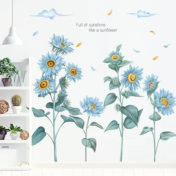

DIY Sunflower Wall Stickers Green Plants Garden Flowers Decoration Background Wallpaper Self-adhesive Sticker Home Decor