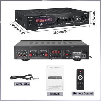 SUNBUCK 2000W 220V 110V bluetooth5.0 Audio Power Amplifier Home Theater Amplifiers Audio with Remote Control Support FM USB 6
