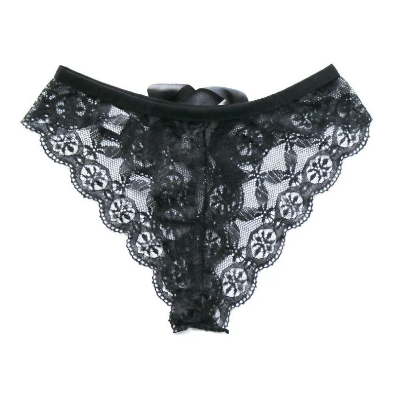 

1PC Black Lace Femal Sexy T-back Thong Sheer Panties Elastic Comfortable Amazing Women Lingerie G String White Soft Japan Style