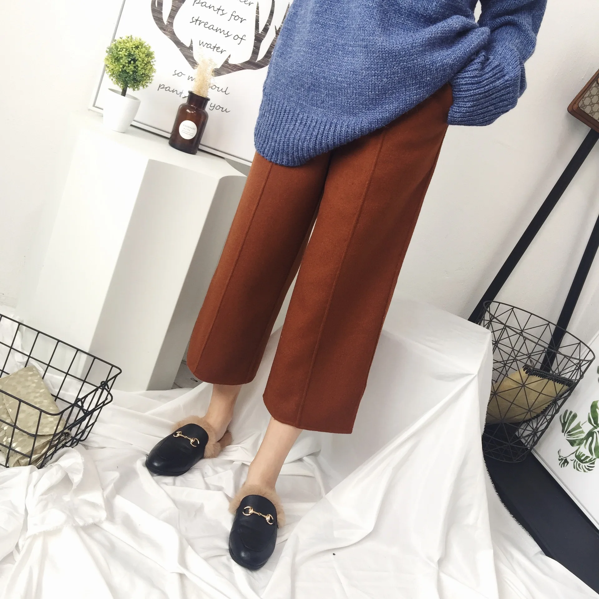 High Quality Elegant Lady Double-sided Cashmere Wool Coat Loose Casual Windproof Feminine Coat Long Sleeve Winter Long Cardigans