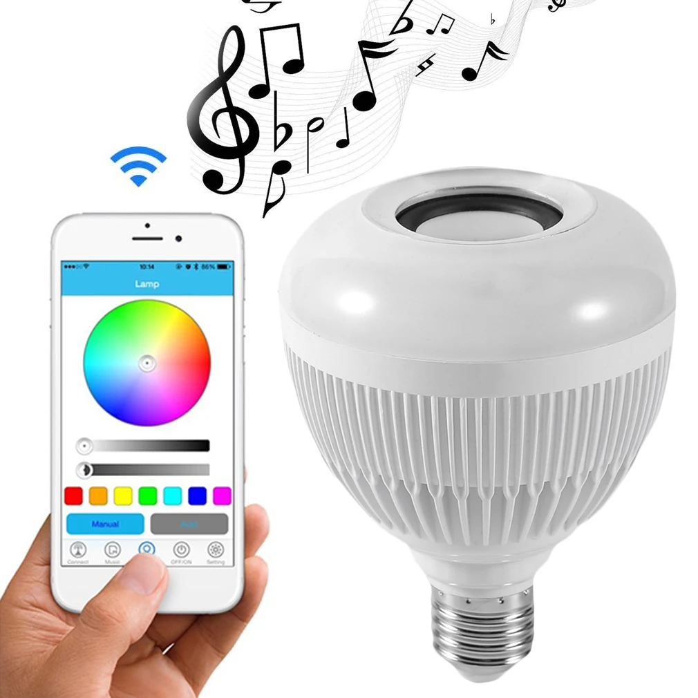 ICOCO умный беспроводной Bluetooth светодиодный стерео аудио динамик RGB цветная лампа 12 Вт 28 светодиодный s светильник с бусинами музыкальная лампа+ пульт дистанционного управления