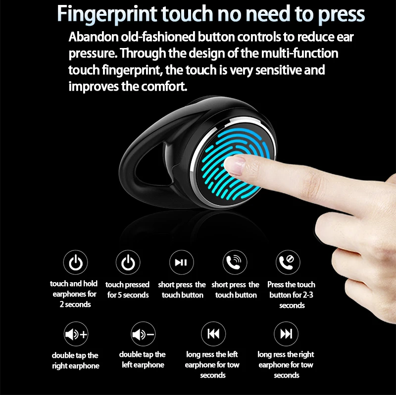 Наушники-вкладыши TWS touch binaural bluetooth-гарнитура 5,0 Беспроводная мини невидимая Спортивная Беговая гарнитура универсальные наушники IPX6 водонепроницаемые