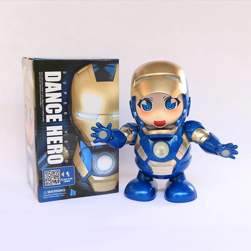 

new Marvel Toys Dance Hero blue Iron Man Thanos Action Figure Toy Led Flashlight Sound Iron Man Hero Electronic Xmas Toy