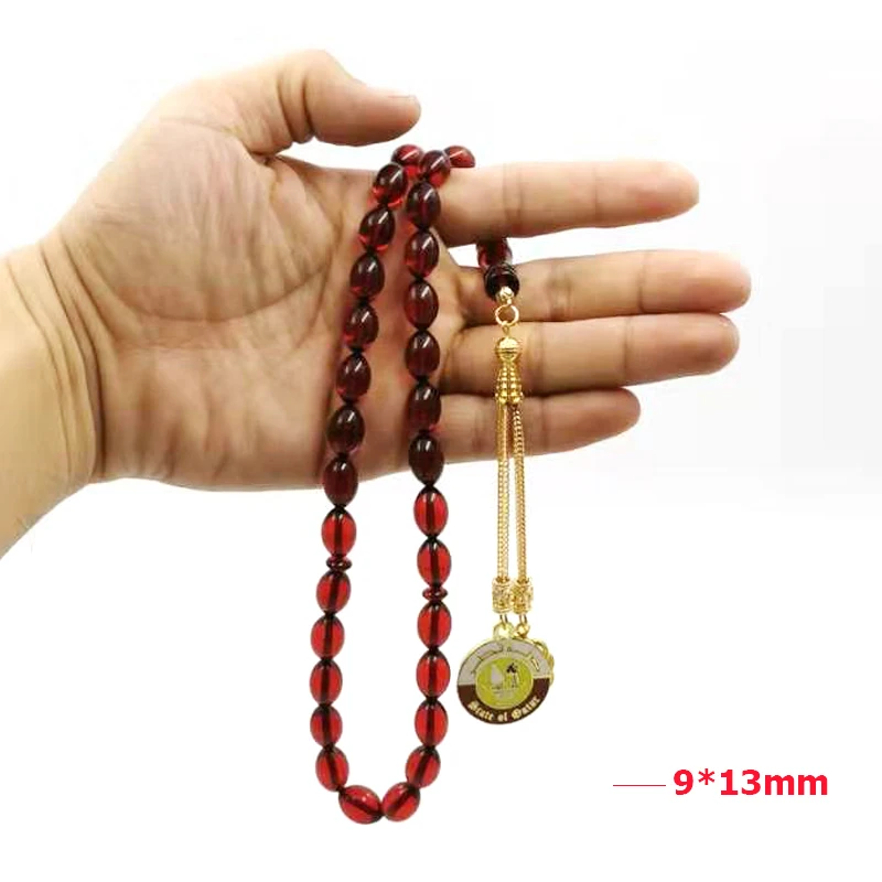 Красная смола Tasbih Катара Национальный день подарок мусульманский Браслет 33 45 66 99 Молитвенные Четки из бусин золотые тарбизоны стиль четки