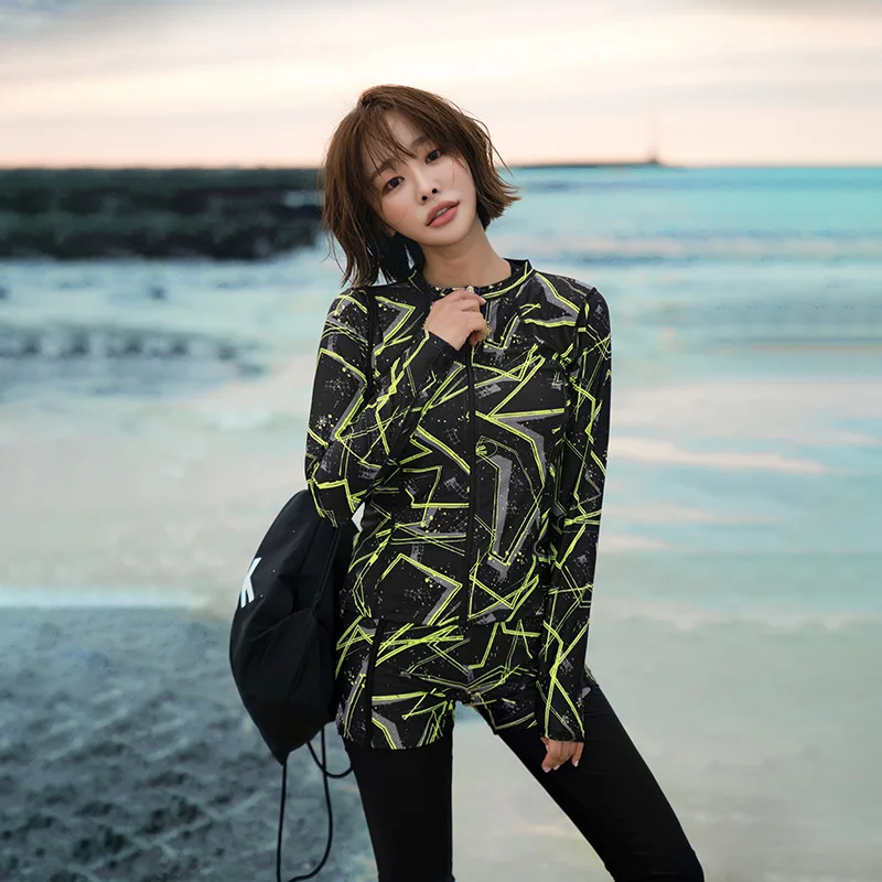 

New Style Sports Split Type Four-piece Set Bathing Suit Women's Quick-Dry Korean-style Ultra-stretch Chinlon Swimwear