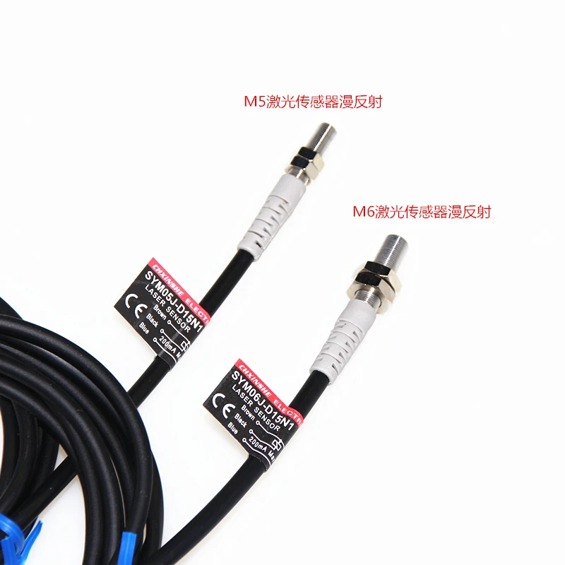 

Free shipping M5 M6 Laser Sensor Diffuse Reflection Photoelectric Switch Sn-100mm Adjustable 10-30VDC 200mA 100HZ