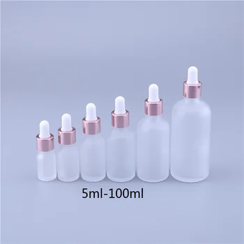 

50pcs 50ml and 50pcs 100ml glass frosted essential oil bottle with rose cap dropper