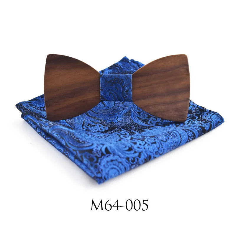 Wood Bowtie Set Мужская Свадебная деловая вечеринка, галстук, рубашка, деревянная бабочка, галстук-платок, деревянная эластичная лента, Свадебный галстук-бабочка, карман, Squre - Цвет: Wood Bowtie Set
