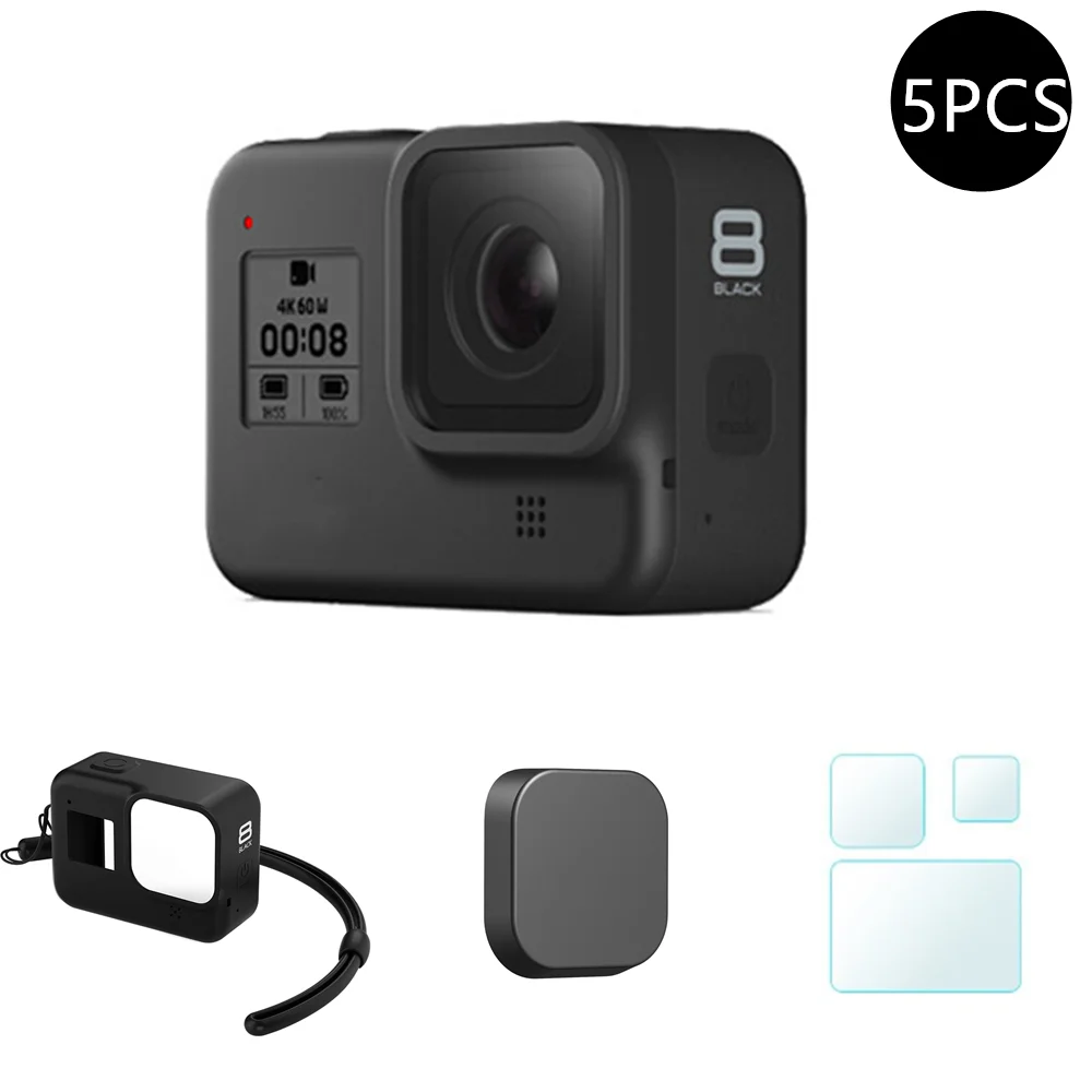 Защитный силиконовый чехол для GoPro Hero 8 Black протектор экрана из закаленного стекла