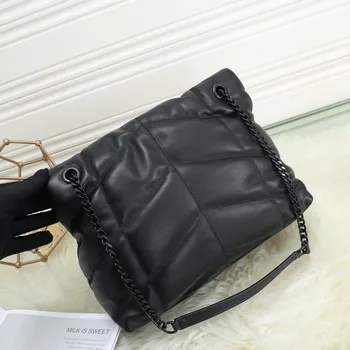 Luxury Designer Cloud Soft Pleated High Quality Sheepskin Shoulder Bag Women Chain Shoulder Flap Large Capacity Tote Handbag