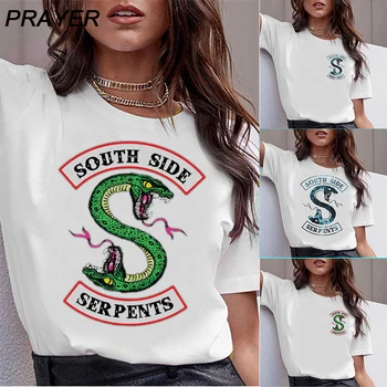 

SOUTH SIDE SERPENTS T Shirt Women Sumemr Riverdale Plus Size Snake Print O-neck Tshirt Streetwear Homme Cool T-shirts Tee Tops