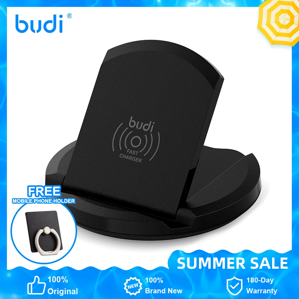 Budi 15w carregador sem fio para iphone 11 12 x xr xs max 8 rápido wirless carregamento para samsung xiaomi huawei telefone titular para telefone