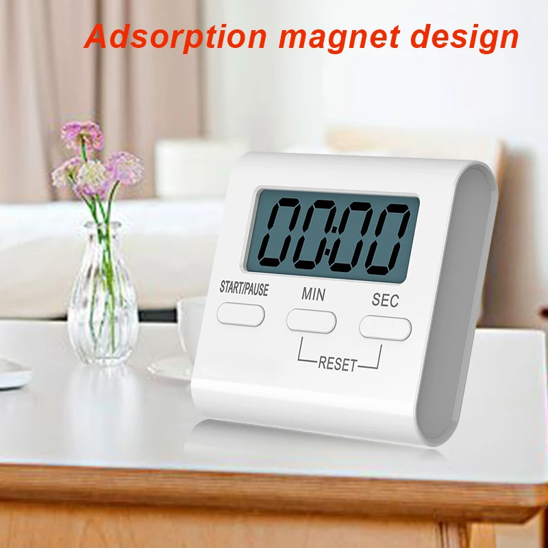 Cooking Timer Digital Timer Cooking Alarm Durable ABS AAA White Run Magnet Kitchen Accessories Consumer Electronics Gym