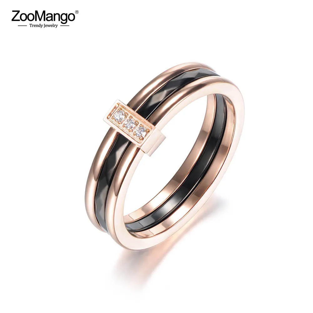 Модное обручальное кольцо ZooMango цвета розового золота с мозаикой из фианита