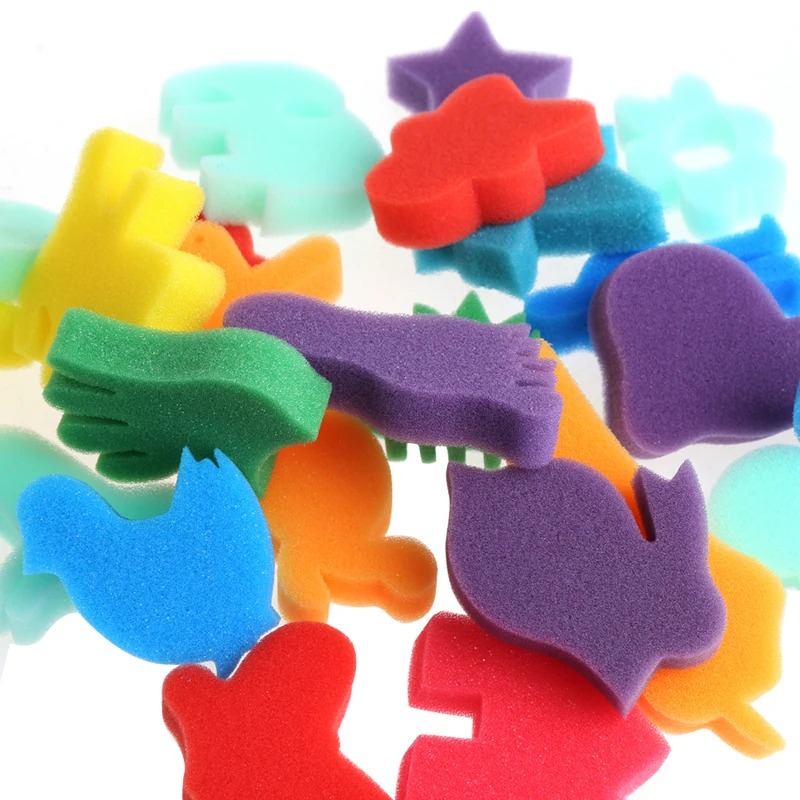 Juego de esponjas de 24 Uds para niños, juguete de pintura para manualidades, manualidades, educación en el hogar, escuela