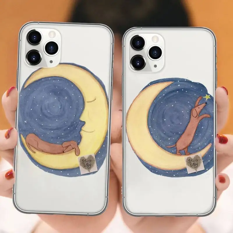 

cute cartooon Dachshund dog animal Phone Case Transparent soft For iphone 5 5s 5c se 6 6s 7 8 11 12 plus mini x xs xr pro max