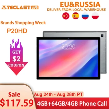 Teclast P20HD 4G телефонные звонки планшеты Octa Core 10,1 дюймов IPS 1920 × 1200 4 Гб RAM 64 Гб ROM SC9863A GPS Android 10 планшетный ПК
