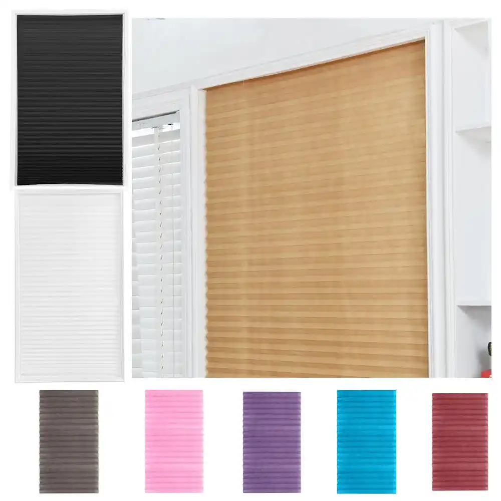 Self Adhesive Pleated Blinds Curtains Half Blackout Windows For Kitchen