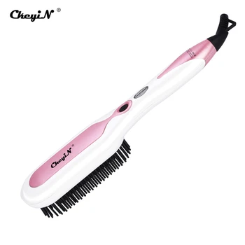 

CkeyiN Professional Hair Straightener Brush Tourmaline Ceramic Hair Straightening Comb Anti Scald Reduce Static Frizz Fast Style