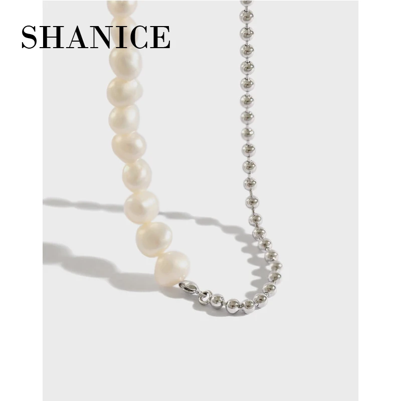 SHANICE INS Trendy S925 Sterling Silver Baroque freshwater pearl bead chain 925 sterling silver choker charm necklace silver necklace silver necklace charms