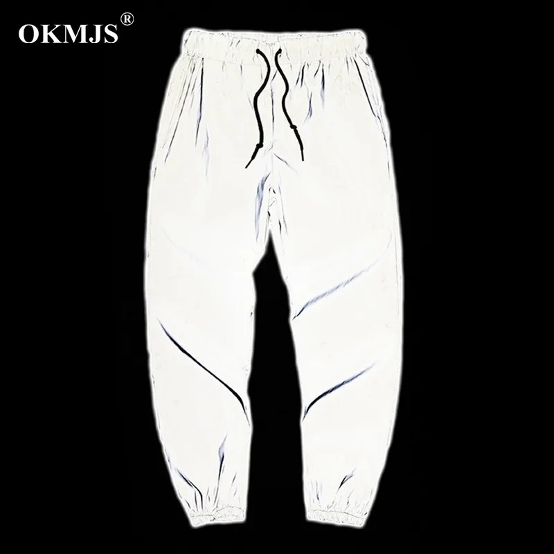 

Men Jogger Reflective Pants Men Harajuku Streetwear Gray Loose Sweatpants 2019 spring Summer Fashion Thin Harem Joggers trousers