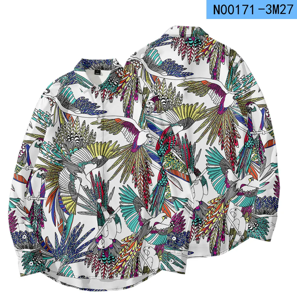 N00171 WAMNI, модная гавайская рубашка, мужская и женская, тонкая, с длинным рукавом, 3D, рубашка, Harajuku, забавный, крутой цветок, уличная, свободная, на пуговицах, Топ - Цвет: N00171