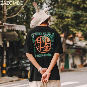 Футболка ZAZOMDE мужская с надписью, модная Свободная Повседневная рубашка в стиле хип-хоп, короткий рукав, черный цвет, 5xl, лето 2022