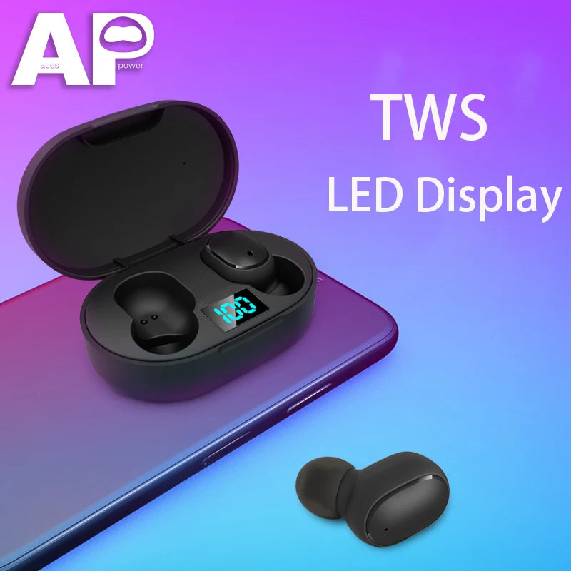 Acespower LED Display Dots Earphone V5 0 Bluetooth Wireless Handsfree Earbud for iPhone Xiaomi Redmi Samsung Auto Connection E6s