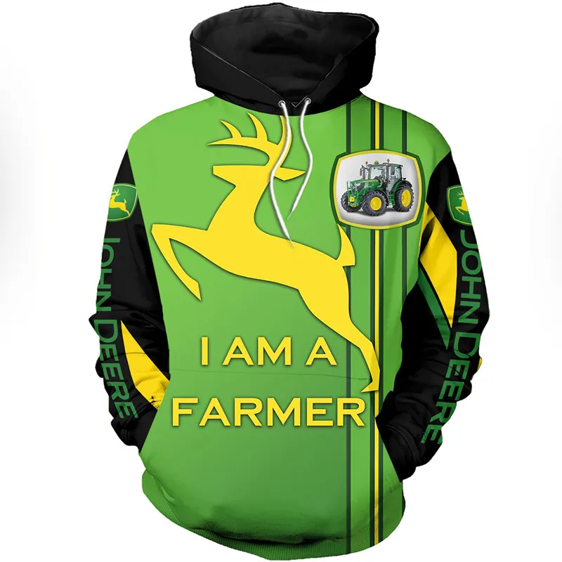 

Fashion unisex street sweatshirt I am a farmer JD tractor 3D full-print zipper hoodie Autumn and winter Harajuku casual hoodie