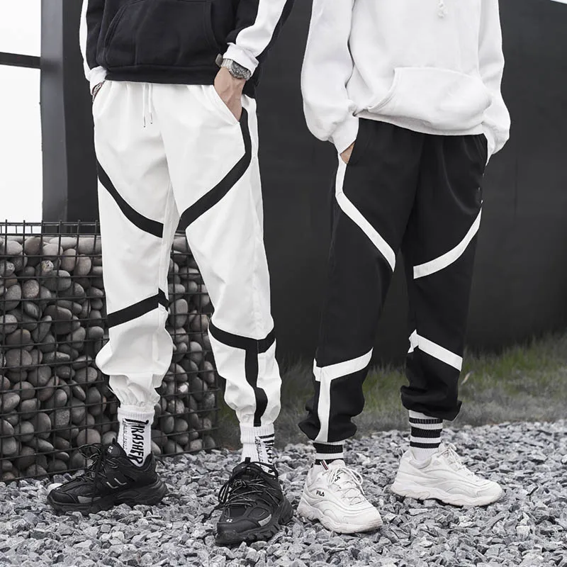 Hip Hop Joggers Pants Mens 2020 Autumn Drawstring Waist Loose Track Sweatpants Hip Hop Trousers Streetwear Black White S-XXL Hip Hop Joggers Pants Mens 2020 Autumn Drawstring Waist Loose Track Sweatpants Hip Hop Trousers Streetwear Black White S-XXL