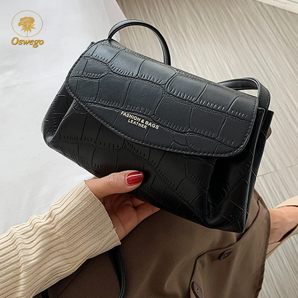 Oswego Womens Luxury Designer Brand Handbags 2020 Vintage PU Lether Messenger Bag Crossbody Bags Female Fashion Black New | Багаж и сумки