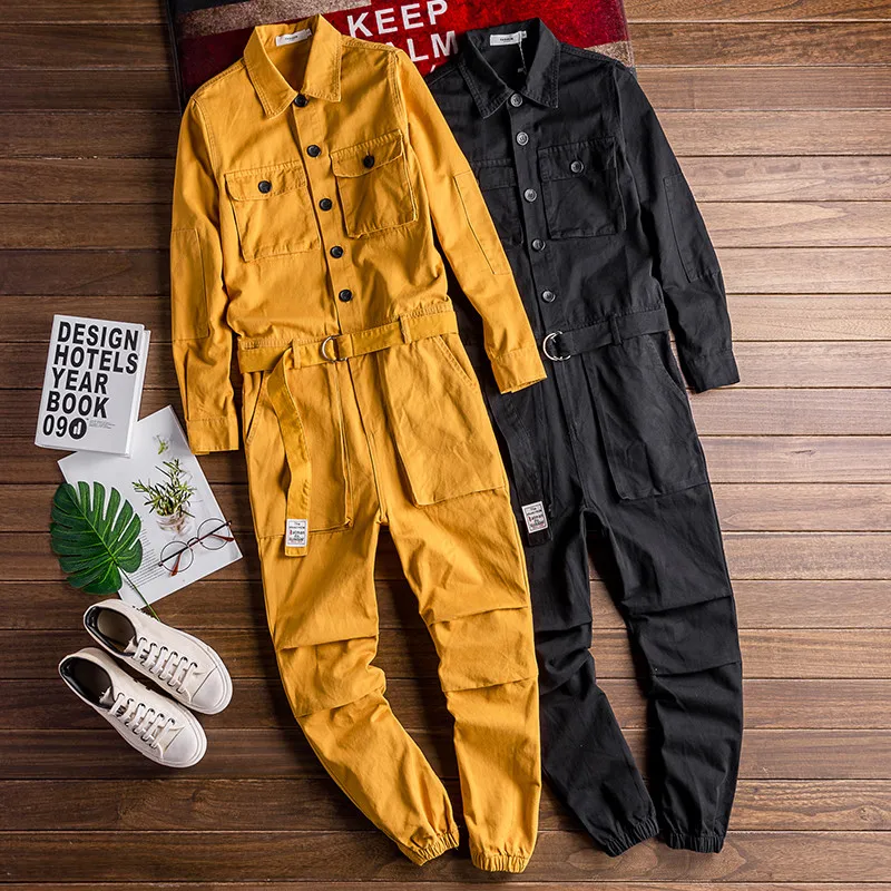 

Denim Suit Spring and Autumn Male Jumpsuit Male HipHop Overalls jumpsuit Suit Handsome Nine-point pants large size Costumes