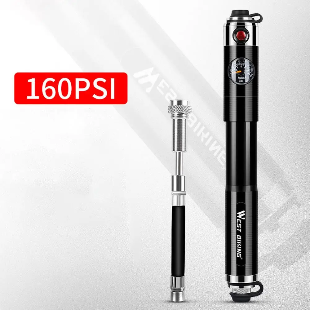 Ручной насос для велосипеда с манометром 160PSI Schrader/Presta клапана портативный