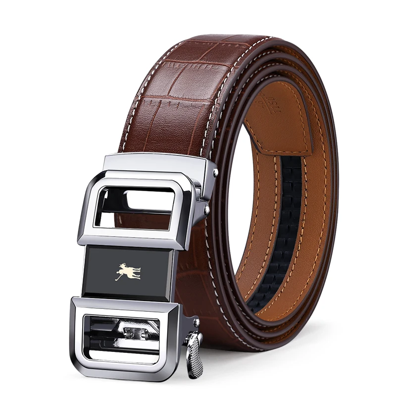 19900P Мужские ремни от бренда Williampolo, натуральная кожа, автоматическая пряжка, роскошный бренд, мужские ремни, оригинальные ремни из натуральной коровьей кожи, 19540-42P - Цвет: 19900P