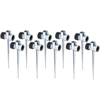 

10 Pack 1/2 Inch Flow Thru Lawn Sprinkler Spike Base, Watering Sprinklers for Yard, Lawn and Grass Irrigation