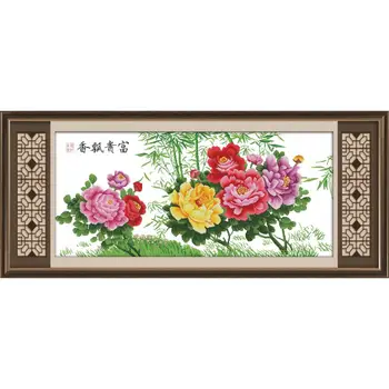 

Joy Sunday Wealth with Flower Crafts Cross Stitch Printed Patterns11&14CT Printed Cross Stitch on Canvas Chinese Embroidery Sets