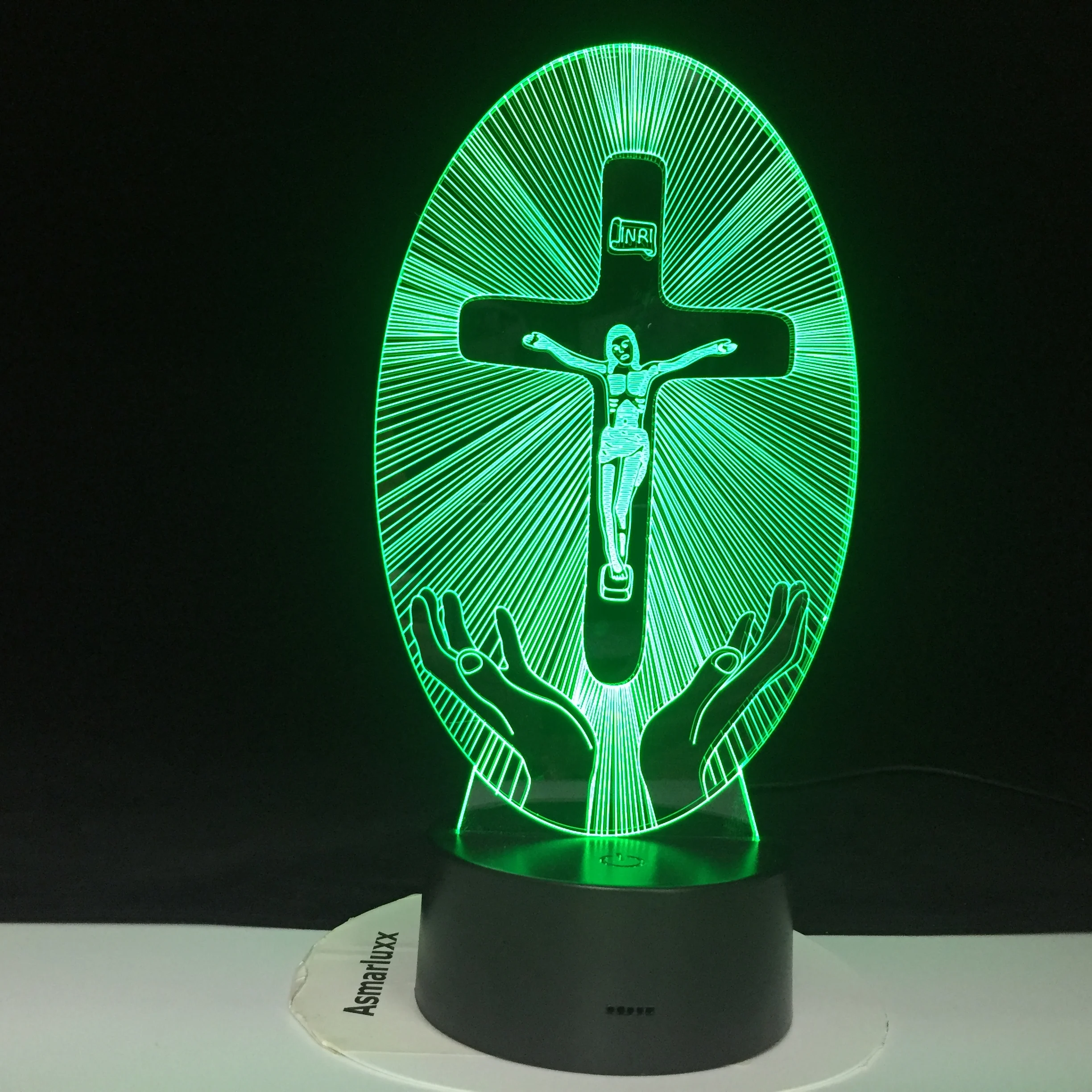 3D христианский светодиодный светильник, ночник с изображением Иисуса, станция, религия, крест, визуализация, распятие, библейские красочные христианские 3D светодиодный светильник
