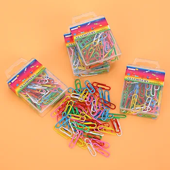 

80 Pcs/ Set Rainbow colored clip Paper Clip Dispenser clips memo clips bookmarks stationary Office accessories School supplies
