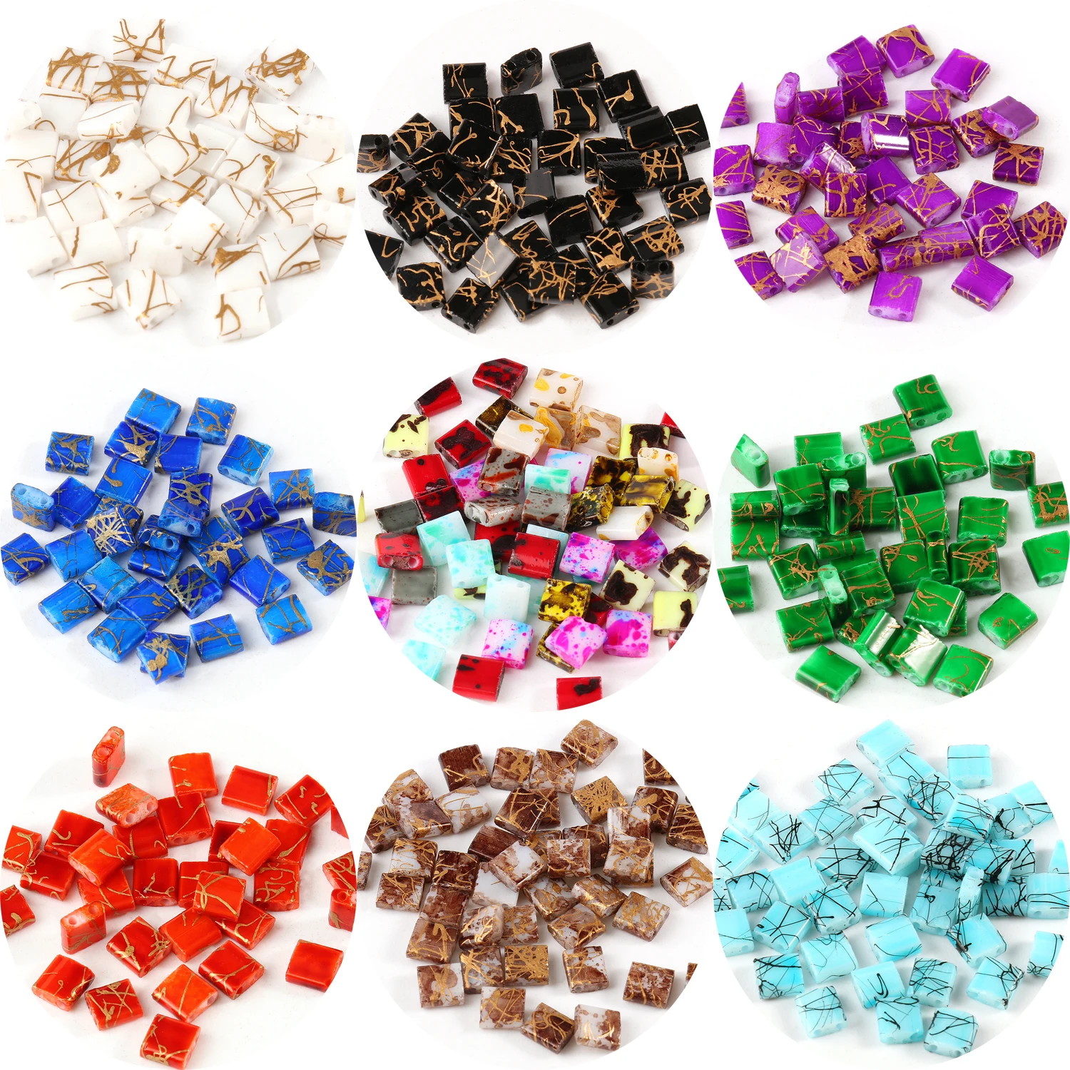 50pcsTwoHoleBeadsMulticolorCzechGlassSeedBeadsforJewelry