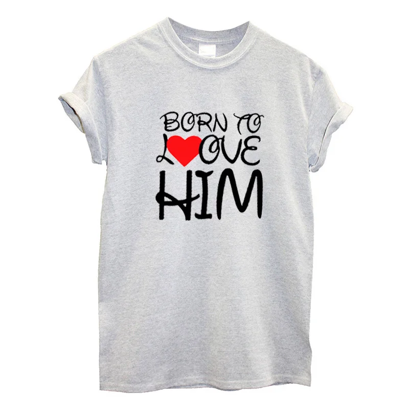 Новое поступление; парные футболки; подходящие футболки с круглым вырезом и надписью «Born To Love Her& Him»; Летние повседневные модные футболки для влюбленных; Прямая поставка - Цвет: P3031WSportsG