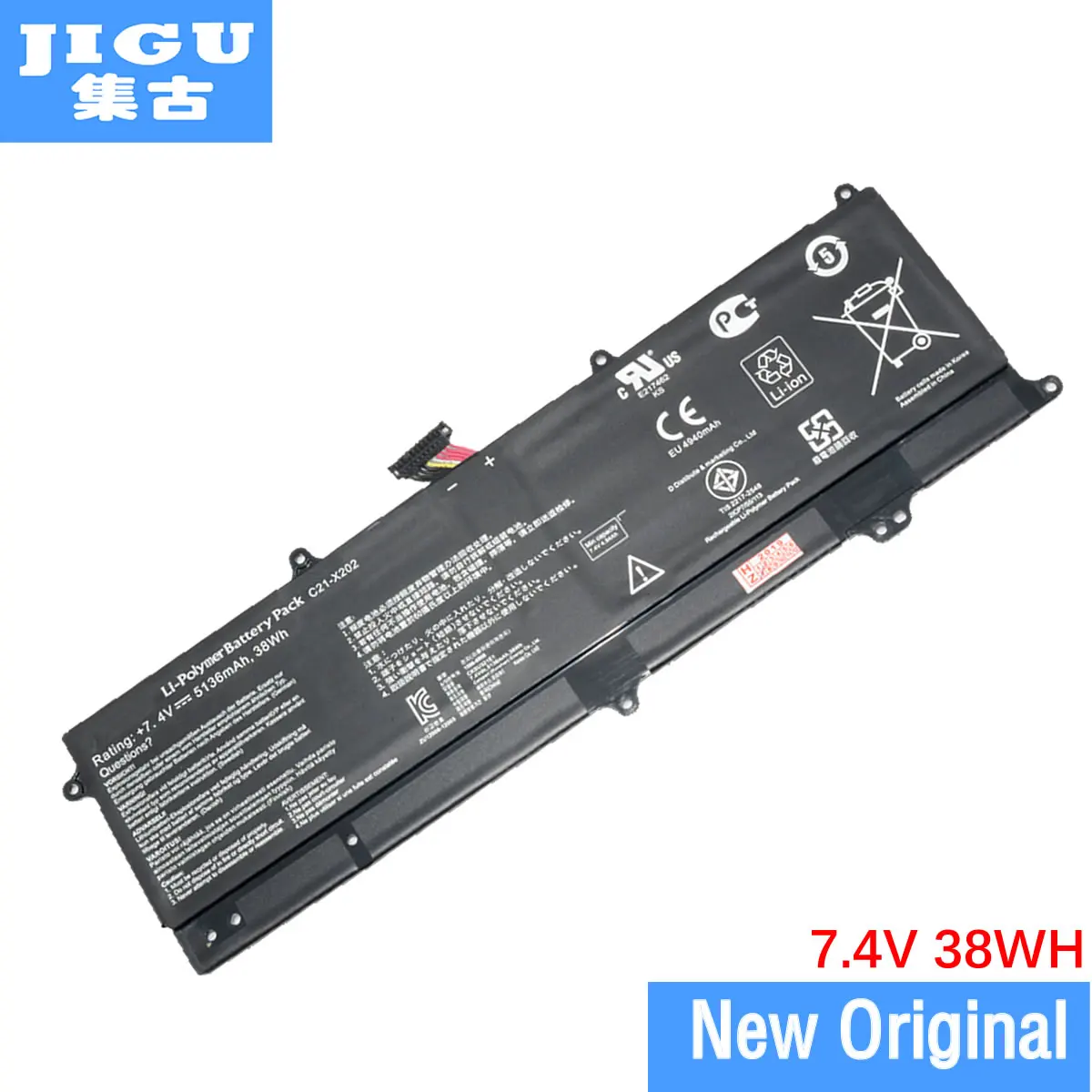JIGU 7 4 V 38WH C21-X202 Оригинальный аккумулятор для ноутбука Asus VivoBook X201 Series X201E R201E |