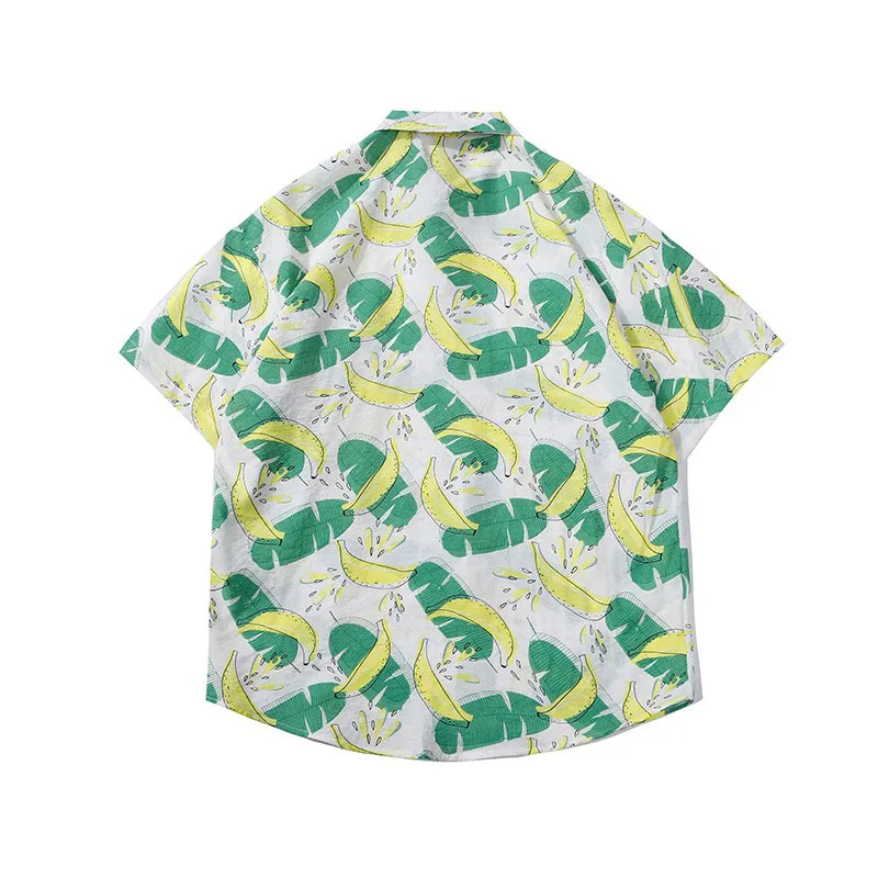 Men Shirt Short Sleeve 2021 New Arrival Summer Loose Banana Leaves Male Shirt Thin Student Korean Style Hot Sale S80